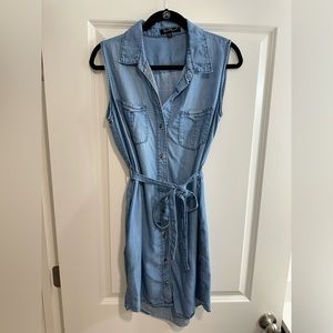 Denim Dress With Tie Belt